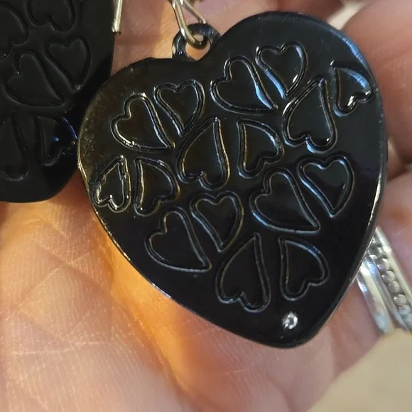 Betsey Johnson Glitter Heart Dangle Earrings - Picture 5 of 8